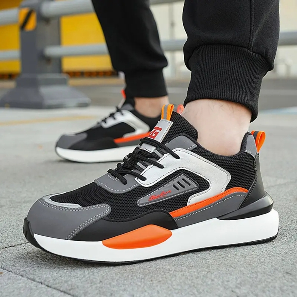 Stylish Black and Orange Men's Sneakers